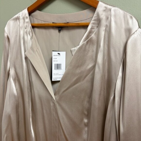 Lafayette 148 New York Womens Luxor Silk Long Sleeve Top Size 24W Quiet Luxury - Picture 2 of 12